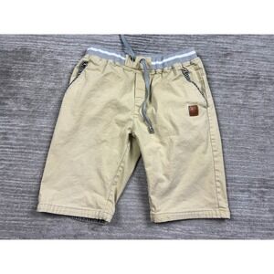 News Chino Shorts Mens S Tan Khaki Elastic Waist Striped Trim Casual Cotton